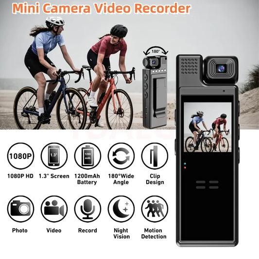 4K HD Mini Wifi Action Camera 180° Rotatable IR Night Vision Sports Cam Portable Back Clip Travel Bicycle Driver Video Recorder