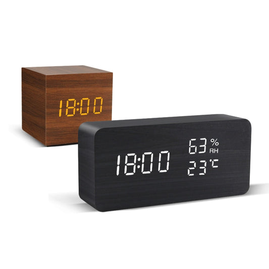 Alarm Clock LED Wooden Watch Table Voice Control Digital Wood Despertador USB/AAA Powered Electronic Desktop Clocks - IZZY Electronics 